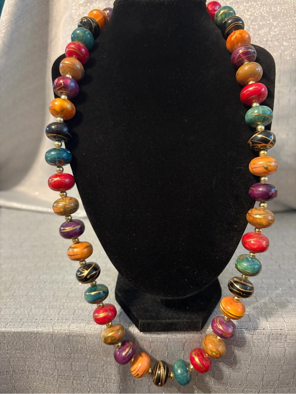 Vintage Colorful Multicolor Bead Necklace - Women's Jewelry